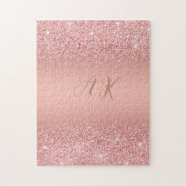 Elegant Rose Gold Luxe Shimmer Monogram ジグソーパズル