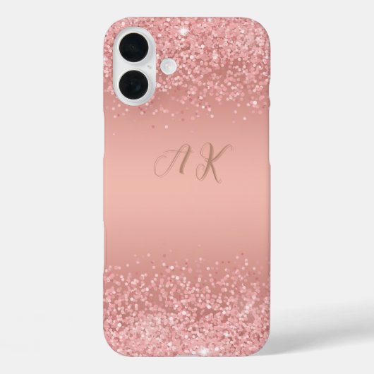 Elegant Rose Gold Luxe Shimmer Monogram  Case-Mate iPhoneケース (裏面)