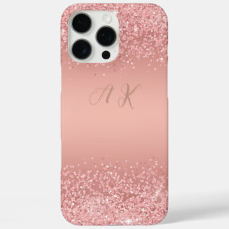Elegant Rose Gold Luxe Shimmer Monogram  iPhone 16 Pro Maxケース