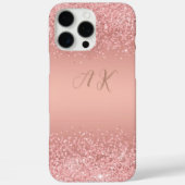 Elegant Rose Gold Luxe Shimmer Monogram  Case-Mate iPhoneケース (裏面)