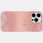 Elegant Rose Gold Luxe Shimmer Monogram  Case-Mate iPhoneケース (裏面 (横))