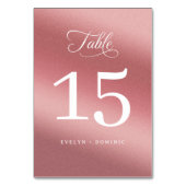 Elegant Rose Gold Modern Wedding テーブルナンバー (正面)