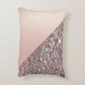 Elegant Rose Gold Monogram アクセントクッション (裏面(縦))