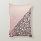 Elegant Rose Gold Monogram アクセントクッション (正面(垂直))