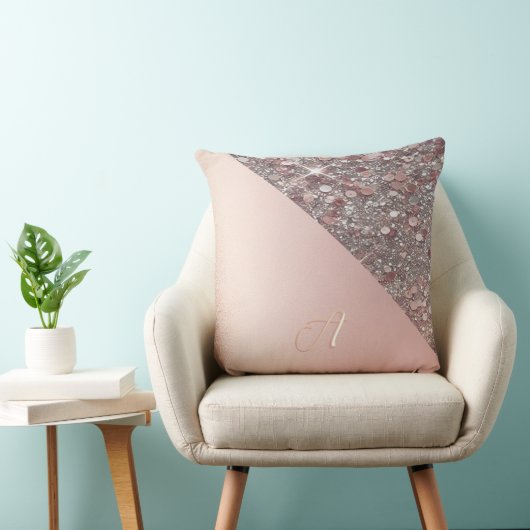 Elegant Rose Gold Monogram クッション (椅子)