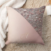 Elegant Rose Gold Monogram クッション (ブランケット)
