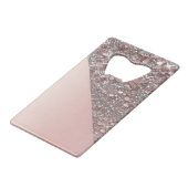 Elegant Rose Gold Monogram クレジットカード栓抜き (裏面アングル)