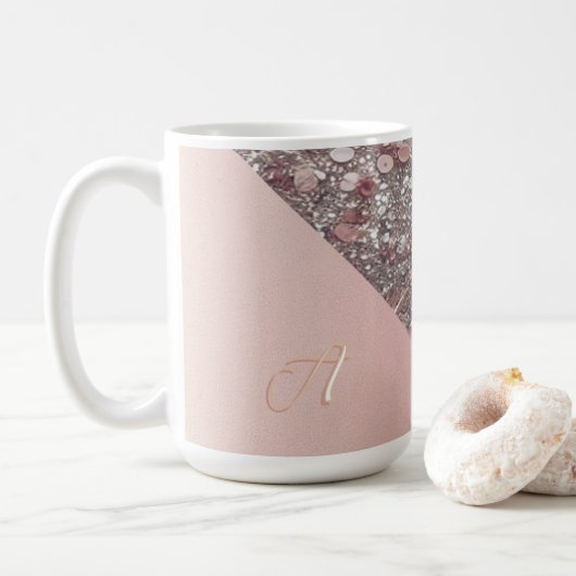 Elegant Rose Gold Monogram コーヒーマグカップ (ドーナツ)