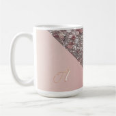 Elegant Rose Gold Monogram コーヒーマグカップ (左)