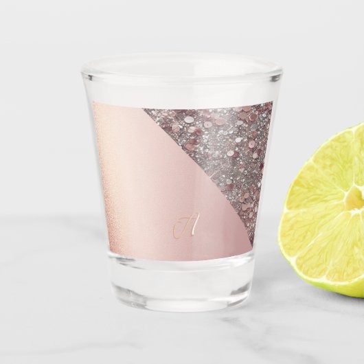 Elegant Rose Gold Monogram ショットグラス (正面)