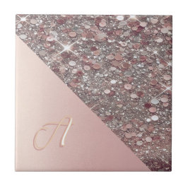 Elegant Rose Gold Monogram タイル