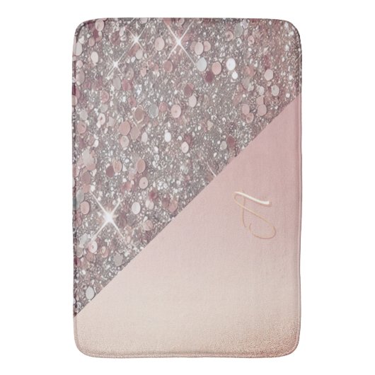 Elegant Rose Gold Monogram バスマット (正面縦)