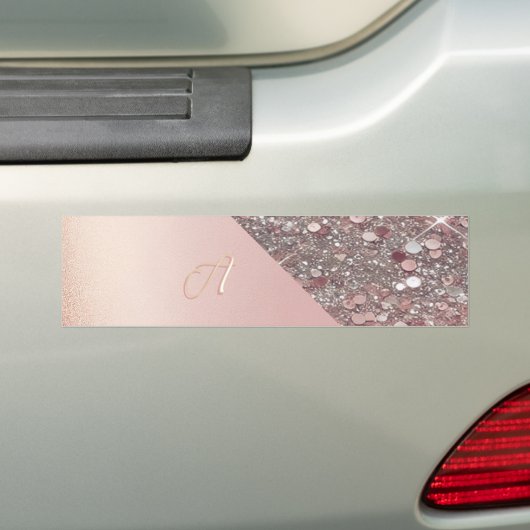 Elegant Rose Gold Monogram  バンパーステッカー (車上)