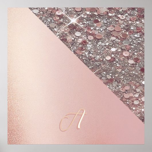 Elegant Rose Gold Monogram ポスター (正面)