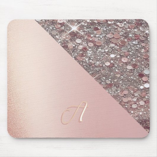 Elegant Rose Gold Monogram マウスパッド (正面)