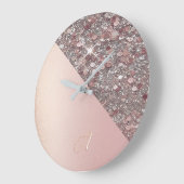 Elegant Rose Gold Monogram ラージ壁時計 (傾斜)