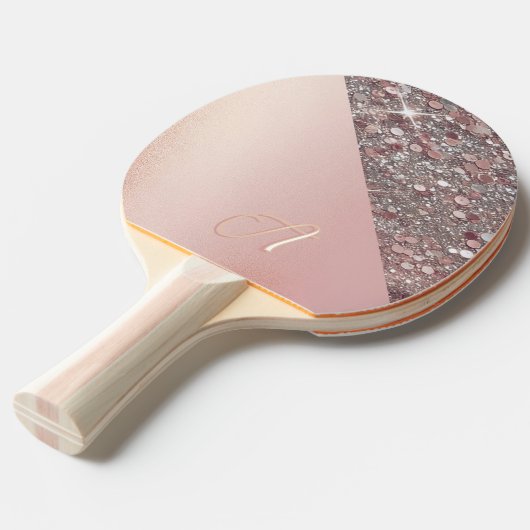 Elegant Rose Gold Monogram 卓球ラケット (正面アングル)