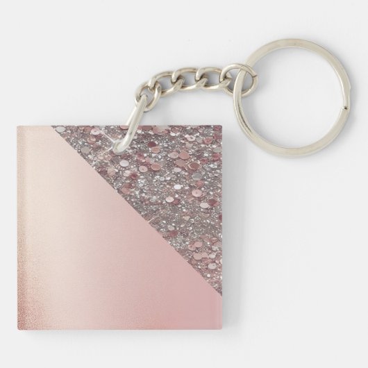 Elegant Rose Gold Monogram Button キーホルダー (裏面)