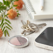 Elegant Rose Gold Monogram Button キーホルダー (側面)