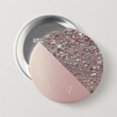 Elegant Rose Gold Monogram Button 缶バッジ (正面&裏面)