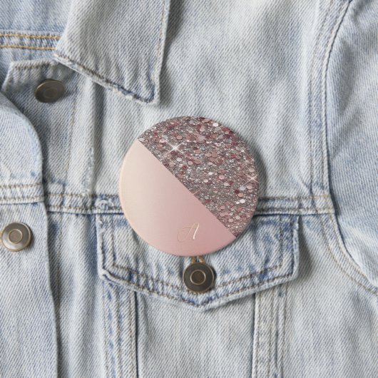 Elegant Rose Gold Monogram Button 缶バッジ (インサイチュ)
