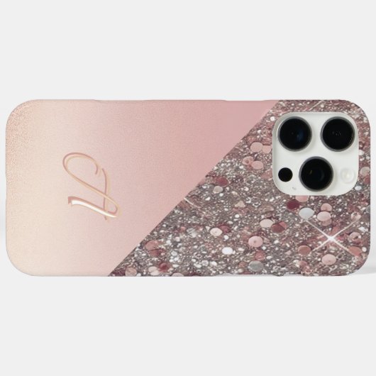 Elegant Rose Gold Monogram Case-Mate iPhoneケース (裏面 (横))