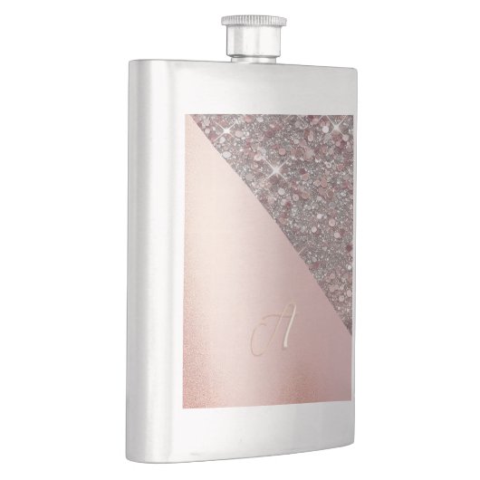 Elegant Rose Gold Monogram Classic Flask フラスク (右)