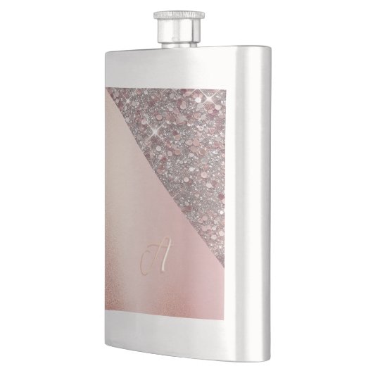 Elegant Rose Gold Monogram Classic Flask フラスク (左)