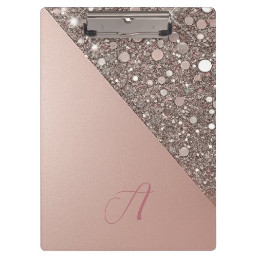 Elegant Rose Gold Monogram Clipboard クリップボード (正面)