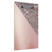 Elegant Rose Gold Monogram Clipboard クリップボード (右)