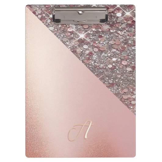 Elegant Rose Gold Monogram Clipboard クリップボード (正面)