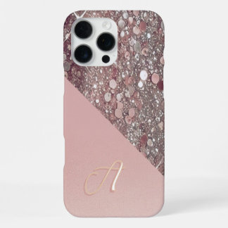 Elegant Rose Gold Monogram iPhone 16 Pro Maxケース
