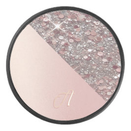 Elegant Rose Gold Monogram Puck アイスホッケーパック