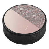 Elegant Rose Gold Monogram Puck アイスホッケーパック (3/4)