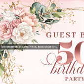 Elegant Rose Gold Peonies 50th Birthday Party Plat ペーパープレート