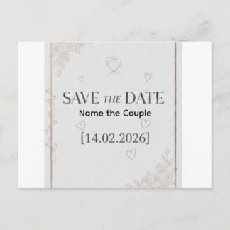 Elegant Rose Gold Save the Date Announcement Postc 案内ポストカード