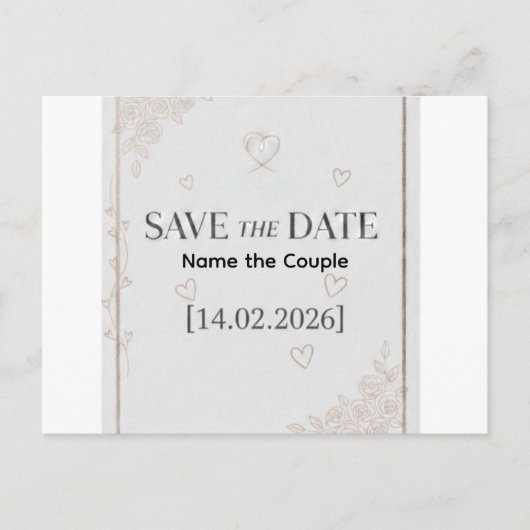 Elegant Rose Gold Save the Date Announcement Postc 案内ポストカード (正面)