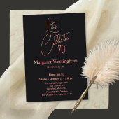 Elegant Rose Gold Script Typography 70th Birthday 招待状