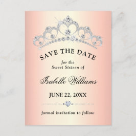 Elegant Rose Gold Sweet 16 Save The Date ポストカード