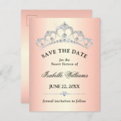 Elegant Rose Gold Sweet 16 Save The Date ポストカード (正面/裏面)