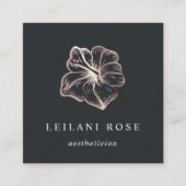 Elegant Rose Gold Tropical Hibiscus Flower スクエア名刺 (正面)