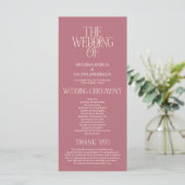 Elegant Rose Gold Typography Wedding Program プログラム (スタンド正面)