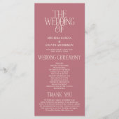 Elegant Rose Gold Typography Wedding Program プログラム (正面)
