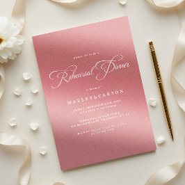 Elegant Rose Gold Wedding Rehearsal Dinner 招待状