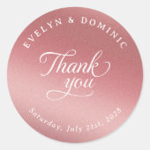 Elegant Rose Gold Wedding Thank You Favor ラウンドシール (正面)