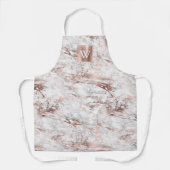 Elegant Rose Gold White Marble Monogram エプロン (正面)