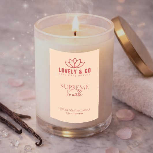 Elegant Rose & Ivory Candle Product Label  フードラベル
