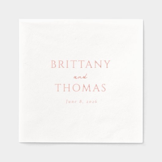 Elegant Rose Minimalist Wedding Invitation 箔ナプキン (正面)