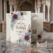 Elegant Rose Modern QR Code Wedding 招待状