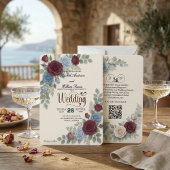 Elegant Rose Modern QR Code Wedding 招待状
